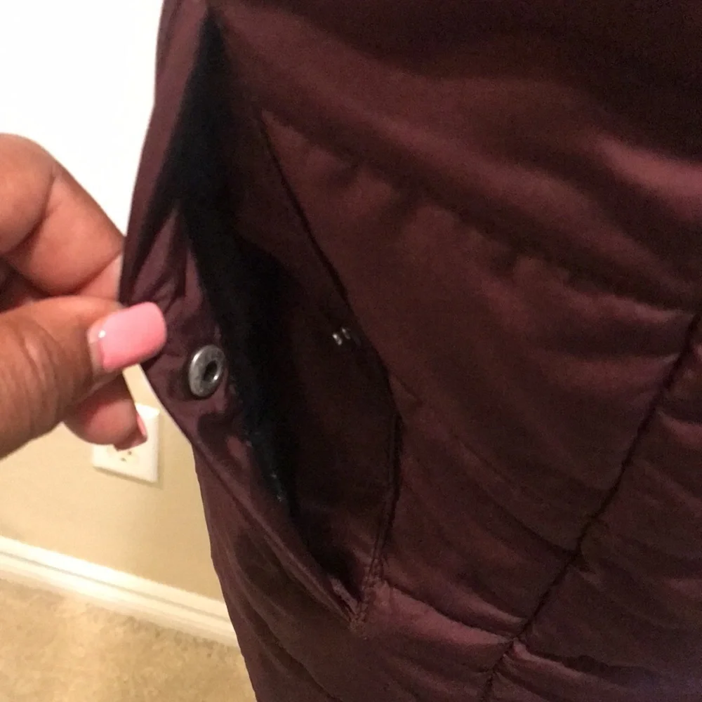 Marc Anthony Burgundy Puffer Vest Snap Side Pockets Velcro Close Inner Pocket-S